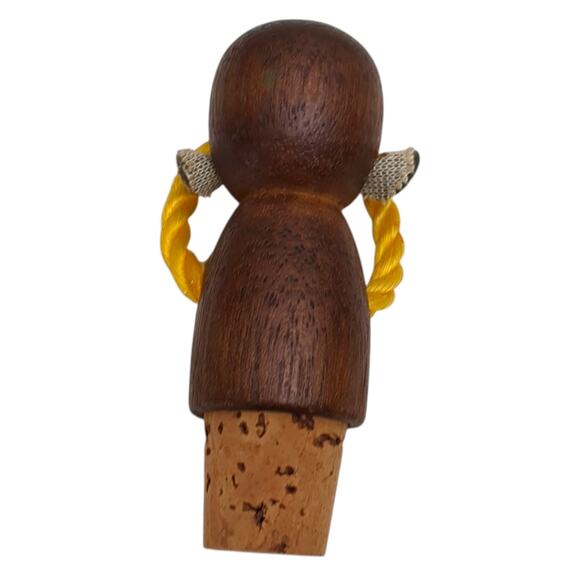 4 Wise Monkeys Wood Wine Set Stopper Corkscrew Bottle & Can Opener MCM Vintage - Picture 9 of 9